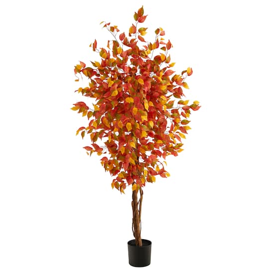 6ft. Orange Autumn Ficus Artificial Fall Tree